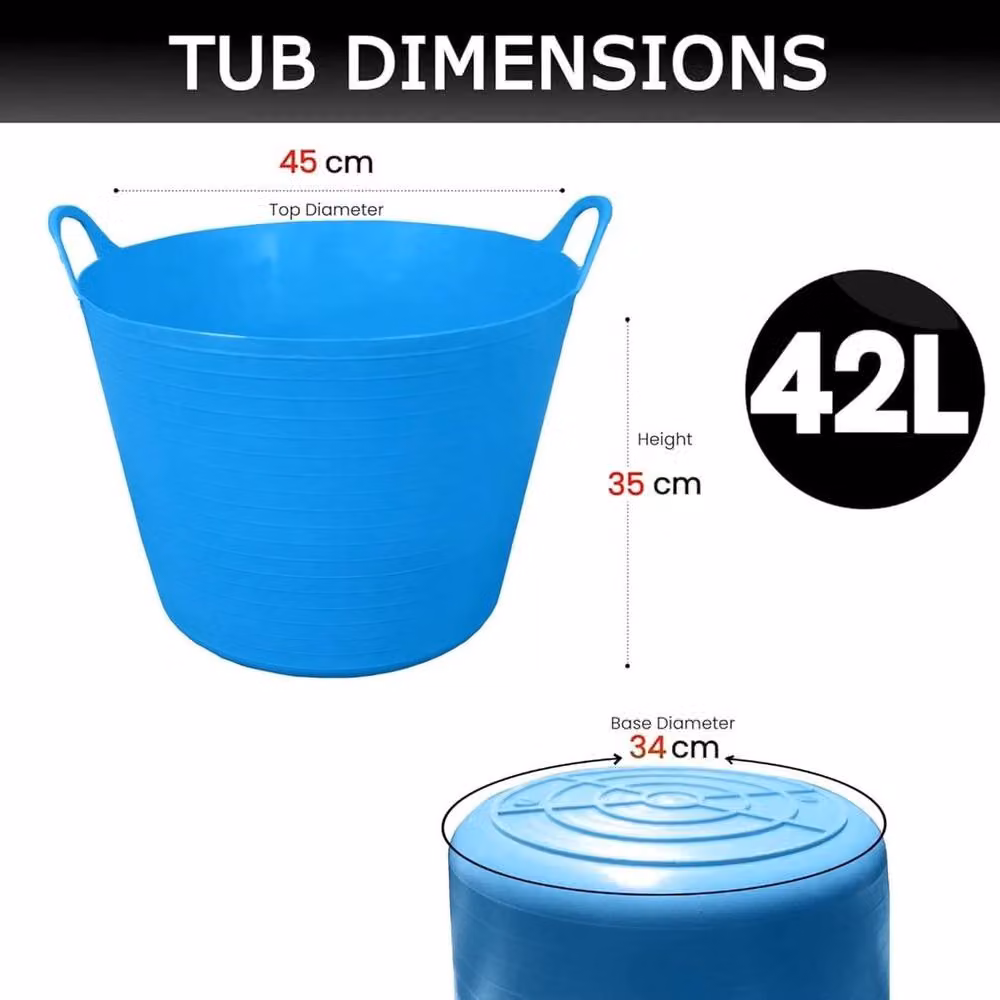 Hinsinc Blue Flexible Multipurpose Plastic Flexi Tub with Handles, 42L – 2
