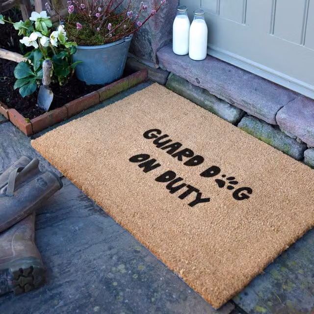 Artsy Mats Guard Dog On Duty Coir Doormat in Brown, W/D: 90 x 60 cm
