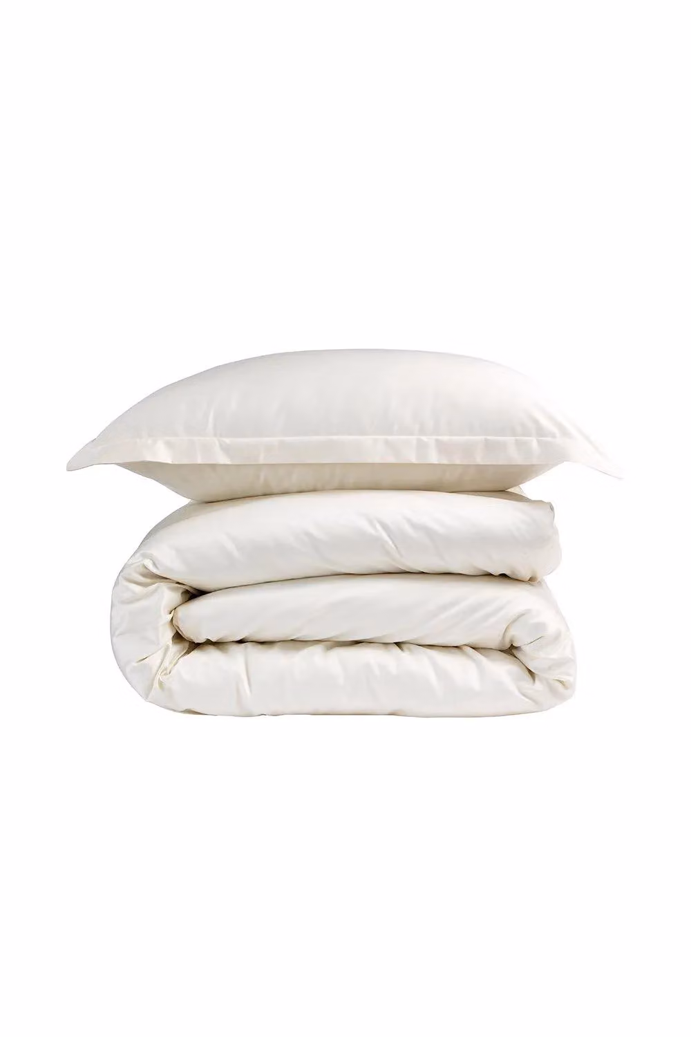 Christy 400TC Luxury Cotton Sateen Plain Dye Duvet Cover Set in Ivory, Single (W: 90 cm, L: 200 cm) – 2