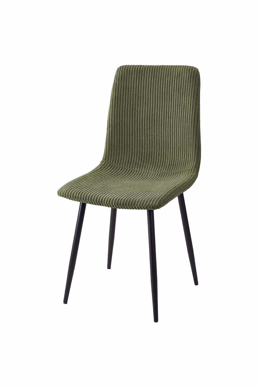 Living and Home Set of 2 Modern Corduroy Upholstered Dining Chairs in Green with Metal Legs – 2