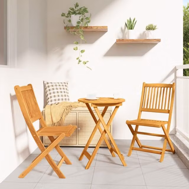 Berkfield Home 3-Piece Garden Bistro Set in Brown Solid Acacia Wood
