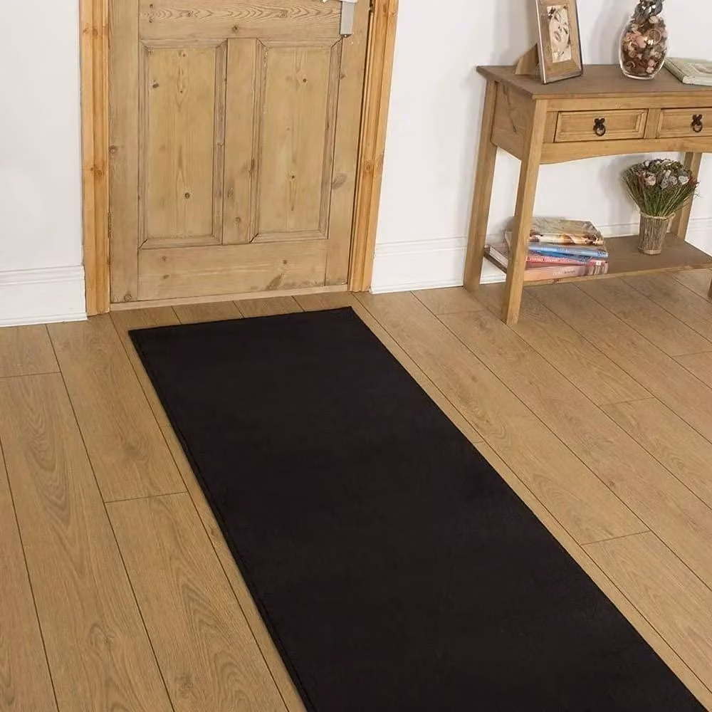 runrug Plain Black Hallway Carpet Runner Rug, W: 60 cm, L: 360 cm – 5