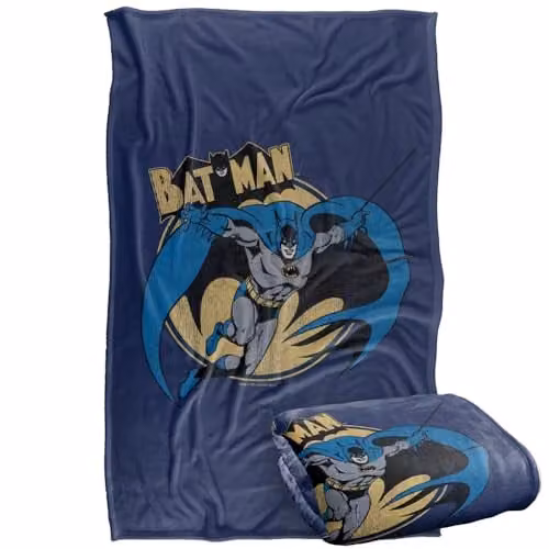 LOGOVISION Batman Through The Night Super Soft Silky Touch Fleece Throw Blanket, Multicolour, W: 91.44 cm x L: 147 cm