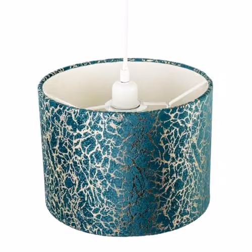 Happy Homewares Modern Emerald Green and Gold Fabric Drum Lamp Shade, Cylinder Shape, W/D/H: 25 x 25 x 18 cm – 2