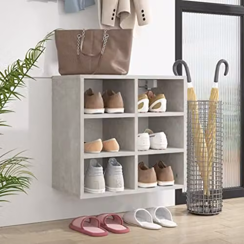 vidaXL Modern Wall Mounted Shoe Cabinet in Grey, W/D/H: 52.5 x 30 x 50 cm – 2
