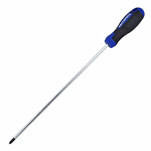 Faithfull FAISDPZ1L Soft-Grip Long Reach Pozidriv PZ1 Screwdriver, Black, Blue and Multicolour