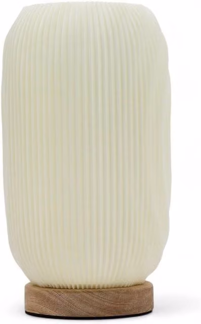 KDMD Modern Twisted New Wave USB Tabletop Lamp in White and Wood – 1