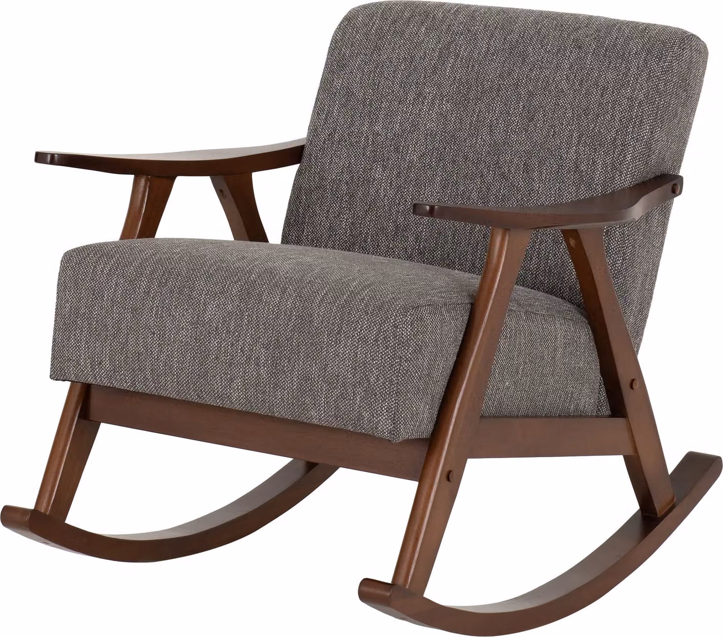 Seconique Kendra Grey Fabric Rocking Chair with Solid Wood Frame and Armrests – 5