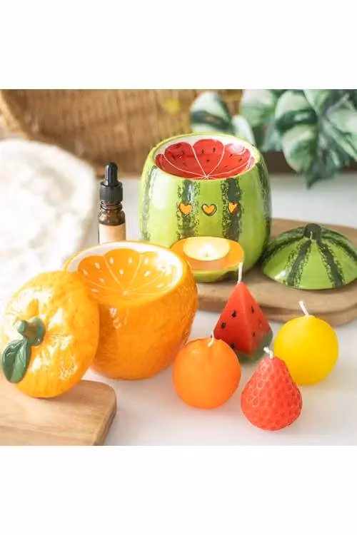 KDMD Green Ceramic Watermelon Oil Burner and Wax Warmer with Striped Design – 3