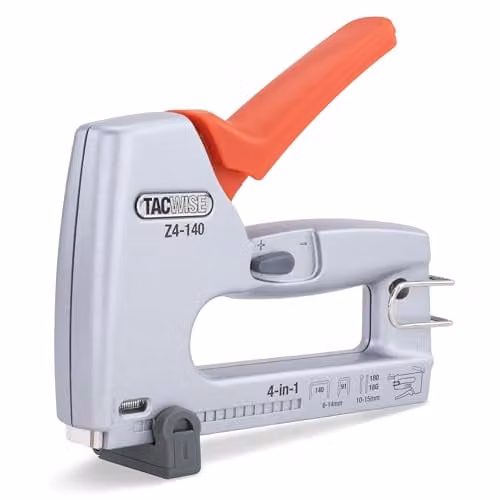 Tacwise 1747 Z4-140 Heavy Duty 4-in-1 Metal Staple and Nail Gun in Silver and Orange – 1