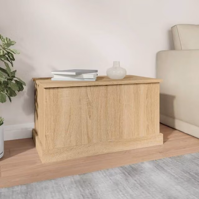 Berkfield Home Sonoma Oak Storage Box in Light Tan Beige, W: 70 cm, D: 40 cm, H: 38 cm