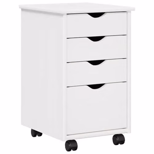 vidaXL Rolling Cabinet in White Solid Pine Wood W/D/H: 34 x 39 x 56 cm – 1