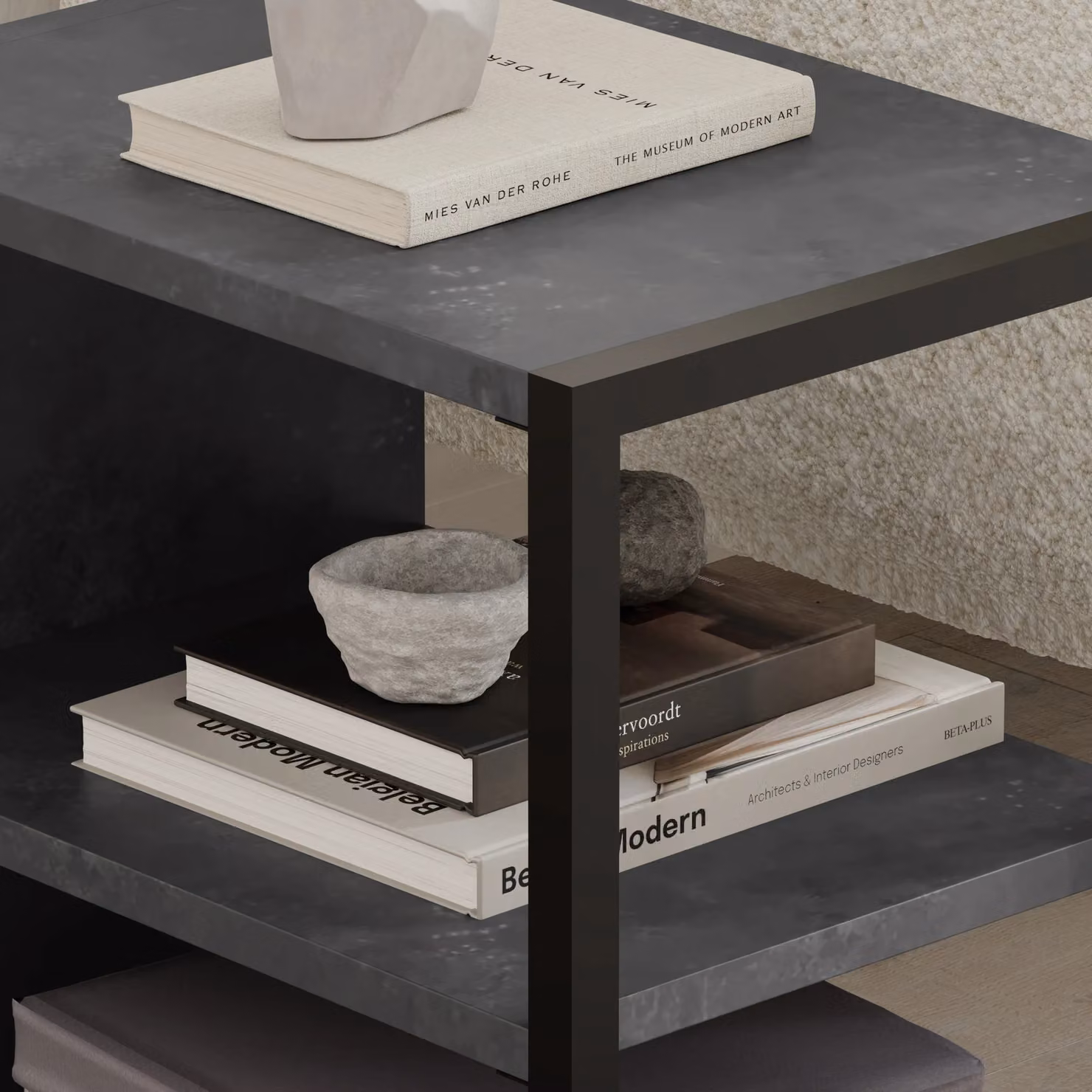 Decortie Echo Modern Minimalist Side Table in Grey and Black – 3
