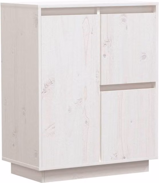 Berkfield Home White Solid Wood Pine Sideboard W: 60 cm, D: 34 cm, H: 75 cm