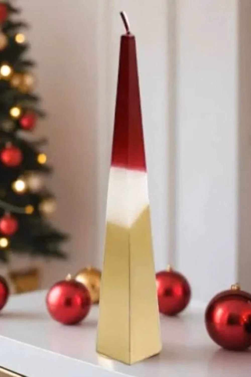 Marco Paul Large Unscented Pyramid Pillar Candle in Multicolour – 4