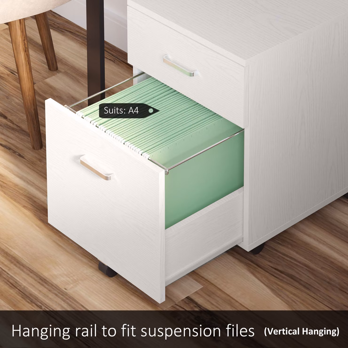 Vinsetto 2-Drawer Locking Rolling Office Filing Cabinet in White – 2