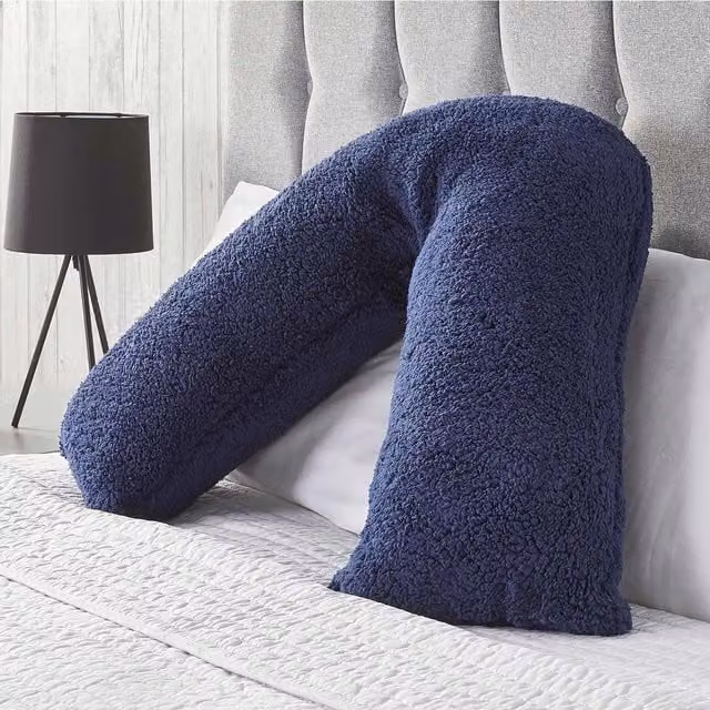 OHS Navy Blue Teddy Fleece V Shaped Orthopaedic Pregnancy Support Cushion