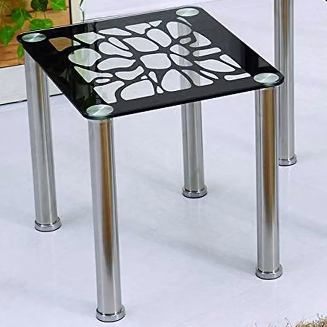 Modernique Valore Nest of 3 Rectangular Glass and Metal Tables in Black