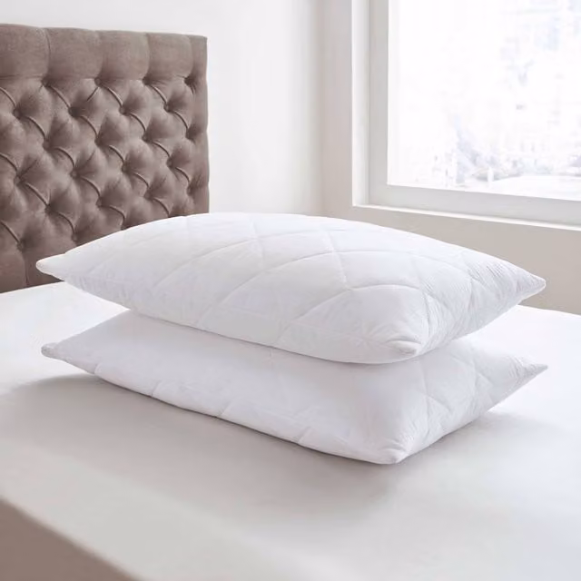 Bedeck of Belfast White Quilted Cotton Percale Pillowcase Protectors, Pack of 2