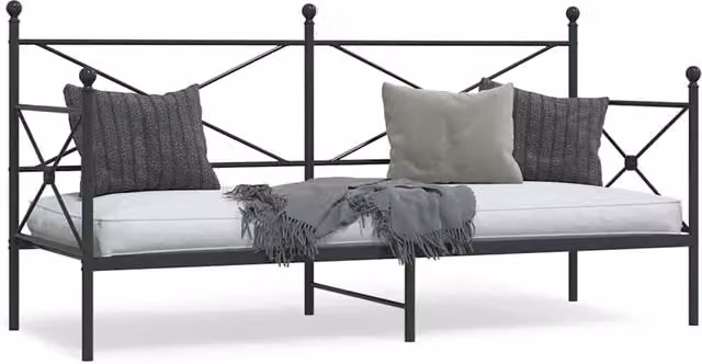 Berkfield Home Black Metal Day Bed without Mattress W: 75 cm, L: 190 cm – 1