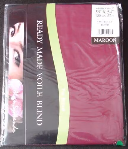 Luxury Living Sheer Voile Tie Up Curtain Blinds in Maroon, Width: 228 cm, Drop: 137 cm