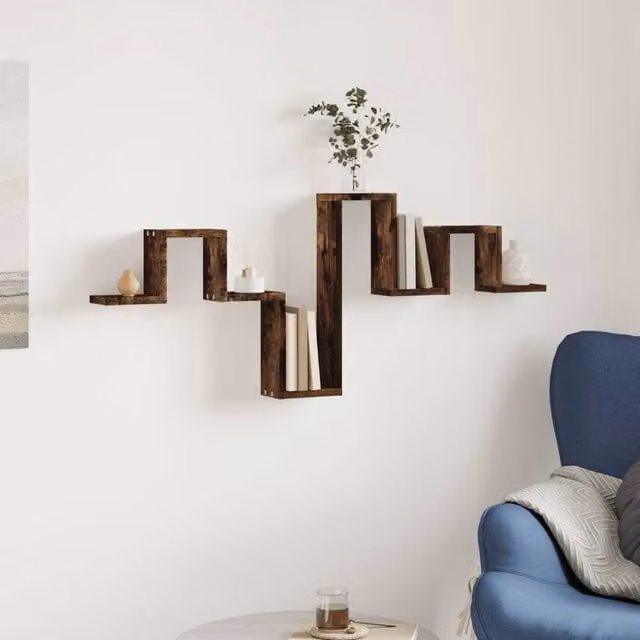 Berkfield Home Wall Shelf in Smoked Oak Brown, W: 104.5 cm, D: 10 cm, H: 43 cm