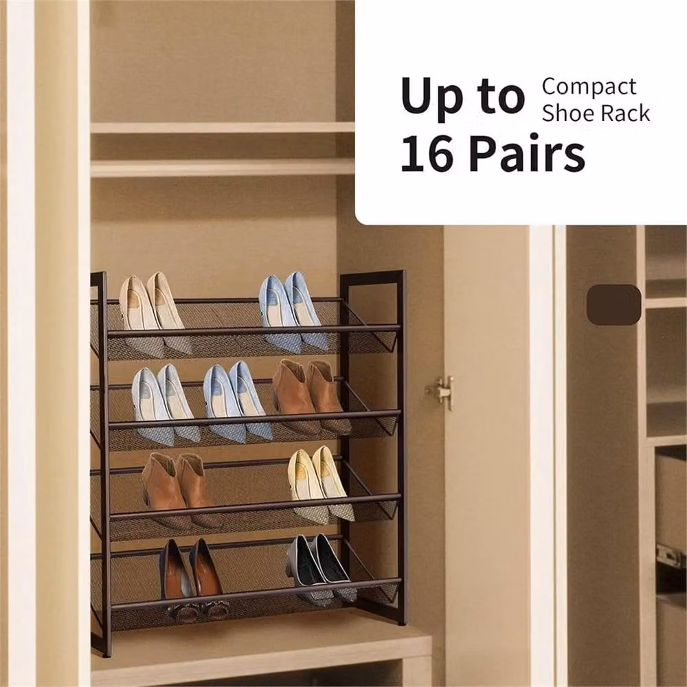 Nordara 4 Tier Stackable Metal Shoe Rack in Black, Width: 60 cm – 4