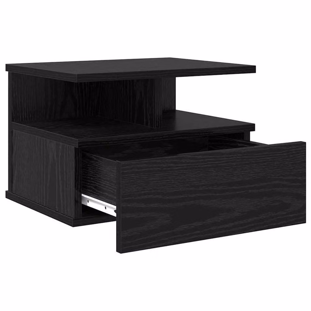 Berkfield Home Traditional Floating Nightstands, 2 Piece Set in Black Oak, W/D/H: 40 x 31 x 27 cm – 5