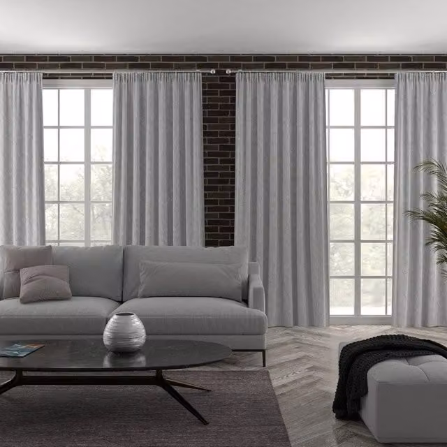 Terrys Pekin Made to Measure Blackout Fabric Curtain Panel in Silver Grey Floral Design