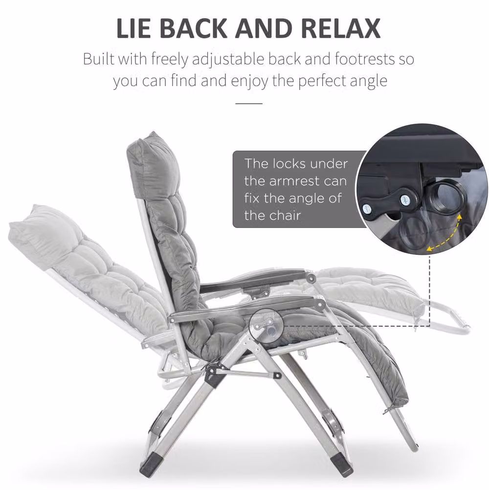 STILVORA 2 Piece Sun Lounger Set in Grey with Adjustable Headrest and Reclining Backrest – 5