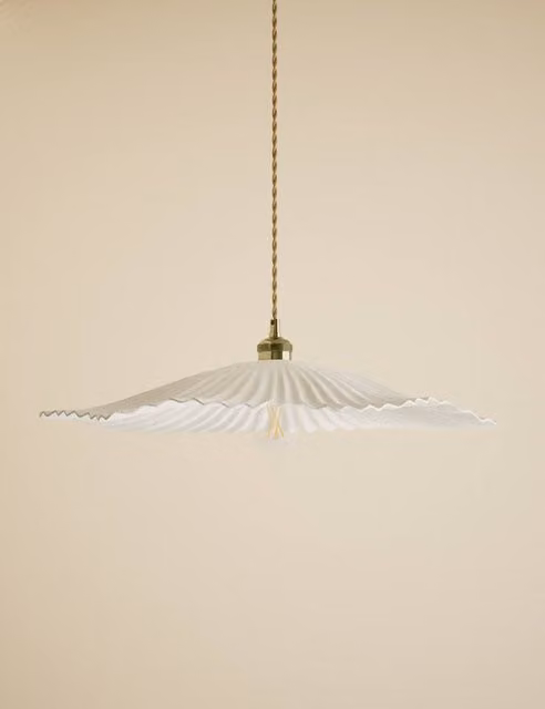 M&S White Papier Mache Stingray Effect Suspended Pendant Light