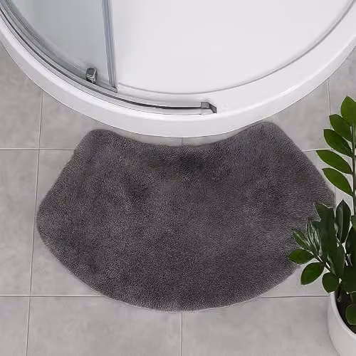 Allure Bath Fashions Curved Cotton Shower Mat in Charcoal Grey, W/D/H: 48 x 80 x 1 cm – 6