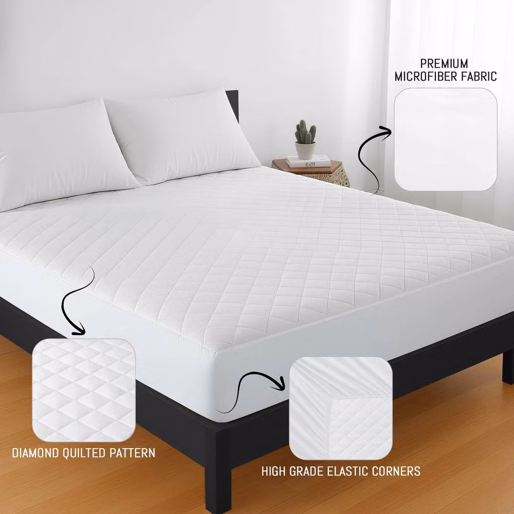 Grace Pack of 2 Soft Breathable Quilted Mattress Protectors in White, Super King Size, 200 x 200 cm – 5
