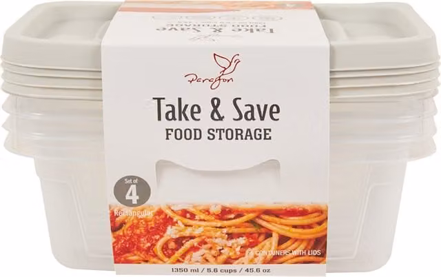 Paragon Set of 4 White Airtight and Leakproof Plastic Rectangular Storage Boxes