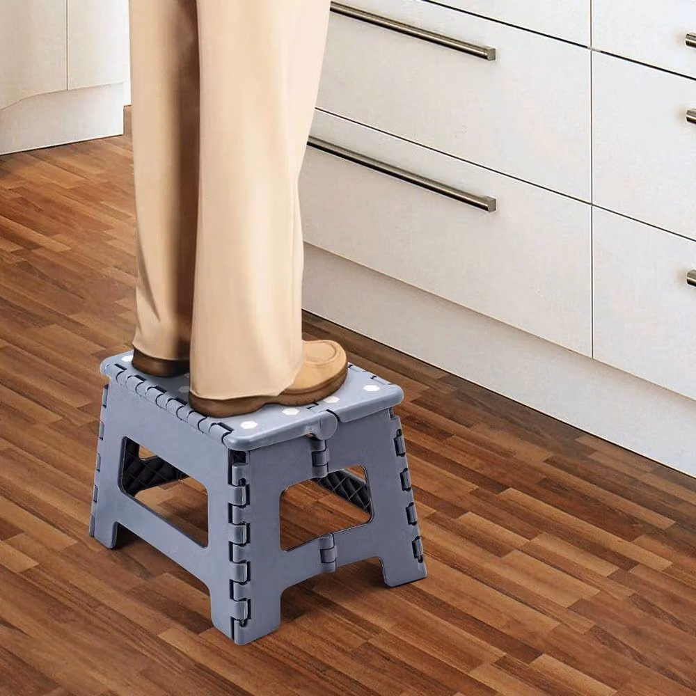 NESTLUNE Large Multi-Purpose Folding Step Stool in Grey Plastic – 4