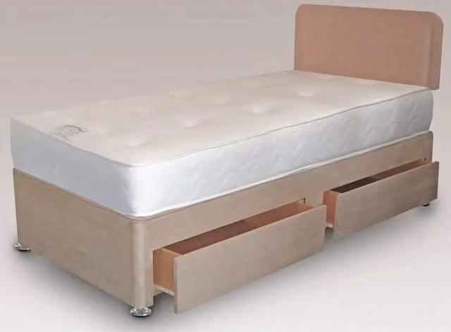 IKEA Deluxe Memory Elite Pocket 1000 Hybrid Divan Bed in Beige, W/D/H: 90 x 200 cm