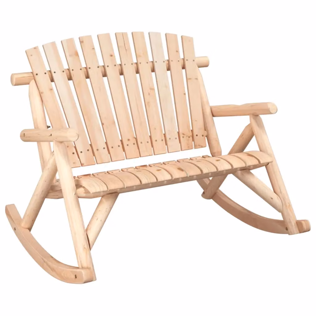 Berkfield Home 2-Seater Garden Rocking Bench in Brown Solid Spruce Wood, W/D/H: 123 x 96 x 102 cm – 2