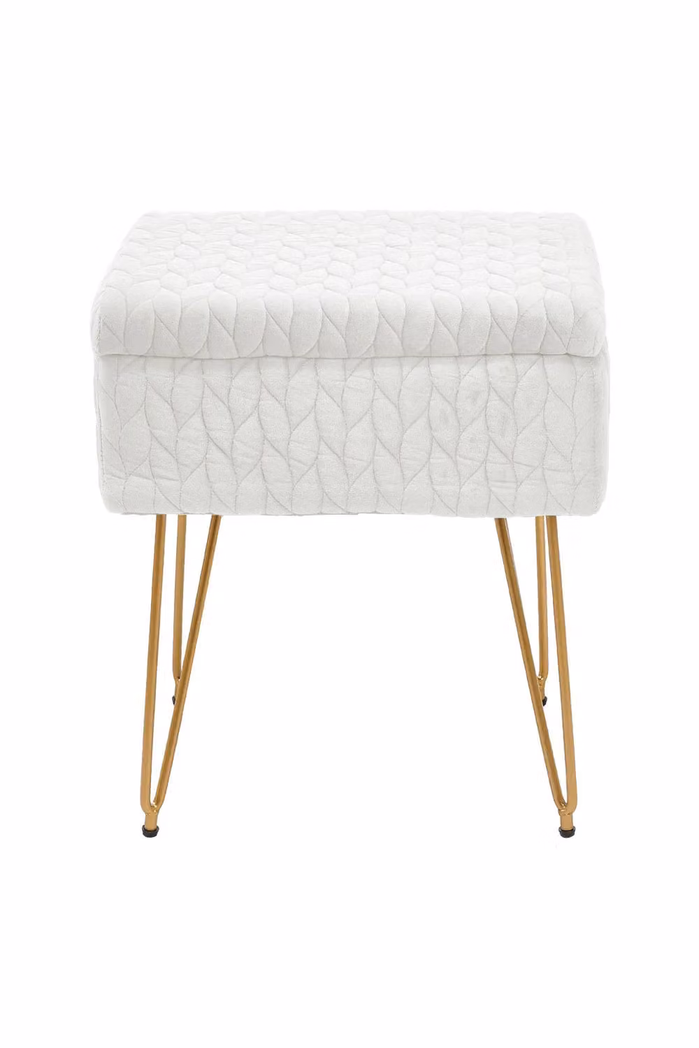 Livingandhome Rectangle Upholstered Storage Ottoman Vanity Stool in Beige – 2