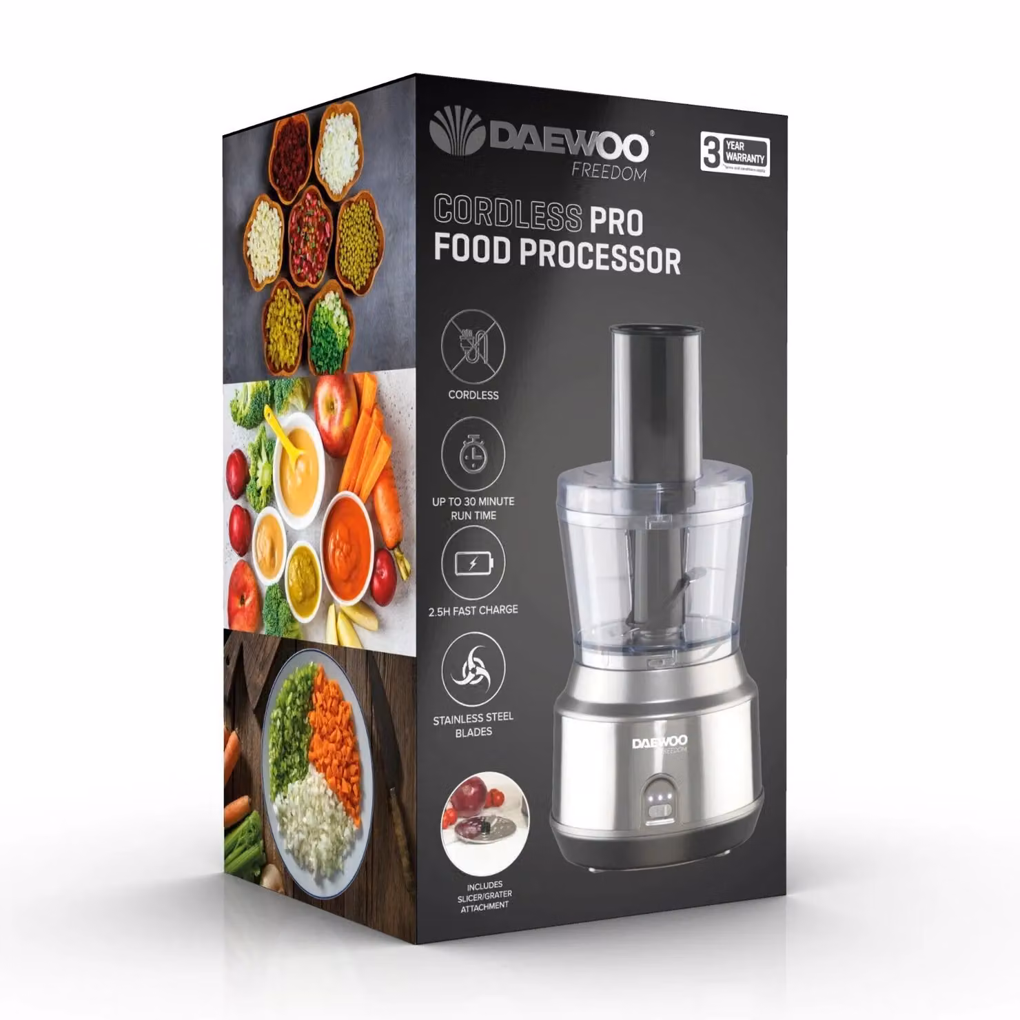 Daewoo Cordless Pro Food Processor, 200W, 750ml, Silver Stainless Steel – 4