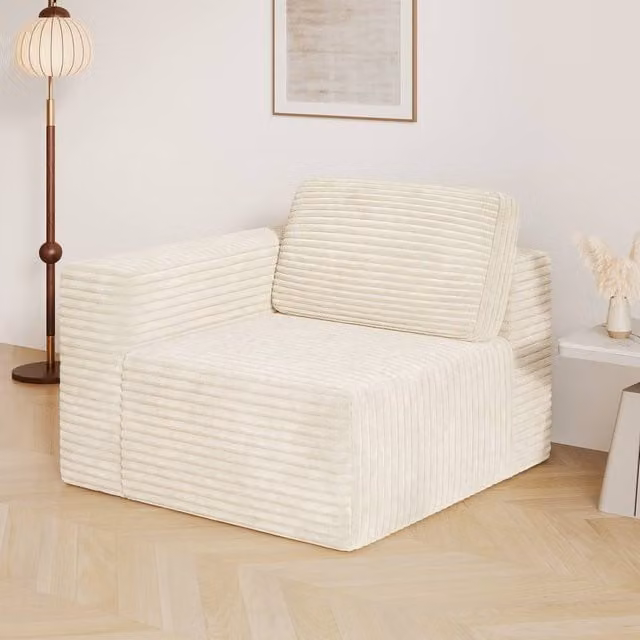 Dprodo Corduroy Modular Sofa Left Seat Only in Beige W/D/H: 101 x 101 x 82 cm