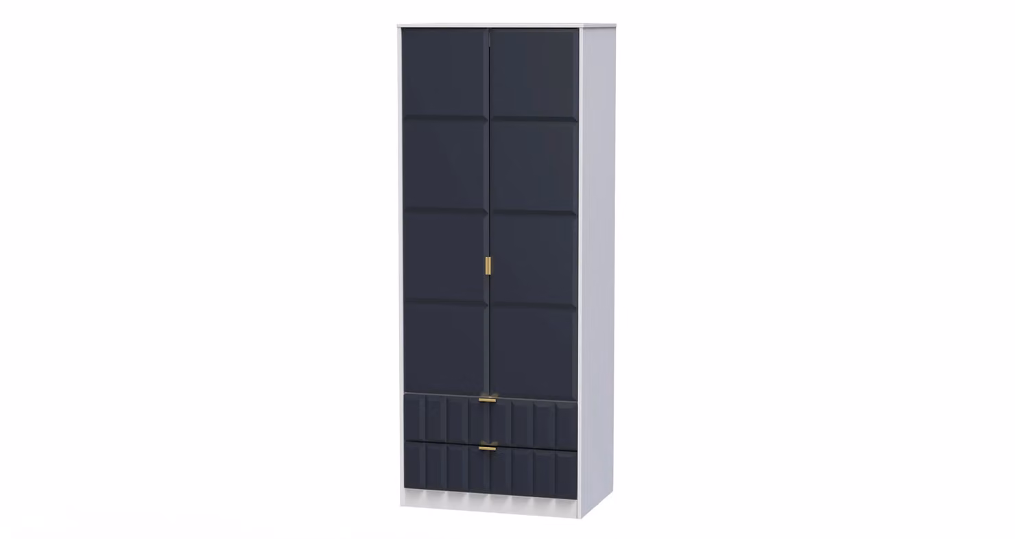 Ready Assembled 2 U Metro 2 Door 2 Drawer Wardrobe in Dark Blue and Gold – 2