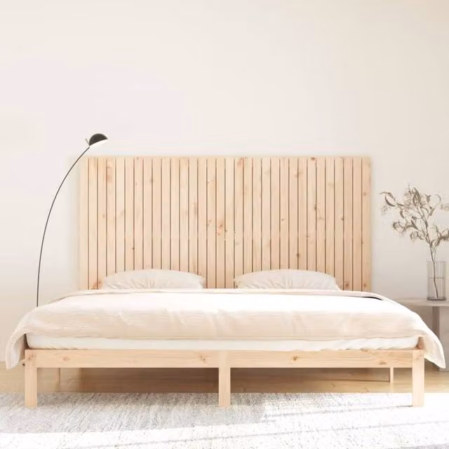 Berkfield Home Solid Wood Pine Wall Headboard in Beige, W: 204 cm, H: 110 cm, D: 3 cm