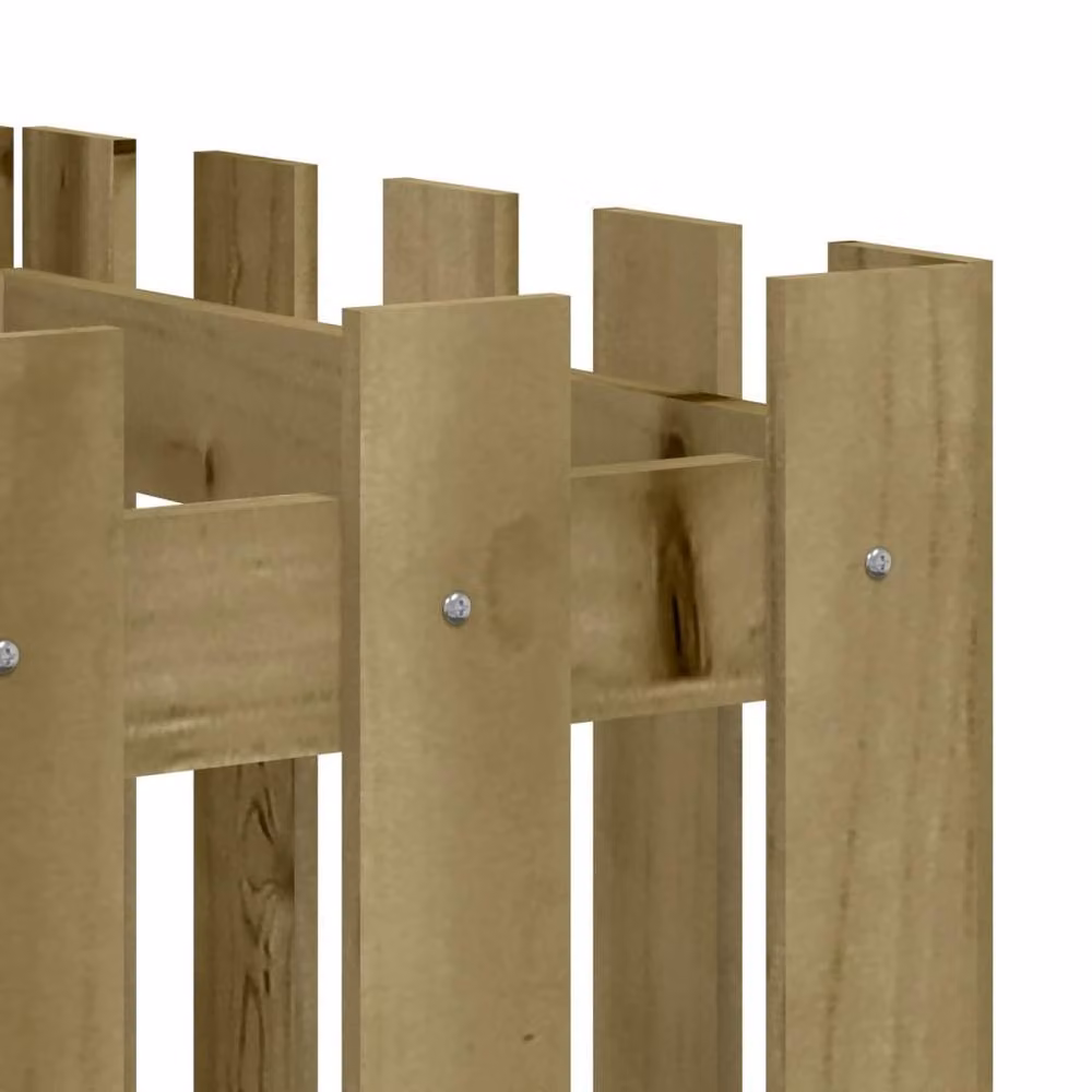 Berkfield Home Garden Raised Bed with Fence Design in Brown Impregnated Pine Wood, W/D/H: 200 x 50 x 50 cm – 5