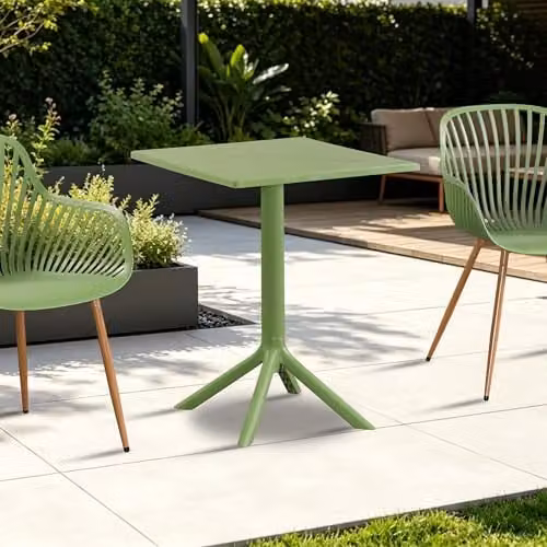 Core Products Rimini Bistro Dining Table for Garden and Patio, Square W/D/H: 60 x 60 x 75 cm, White and Green – 4