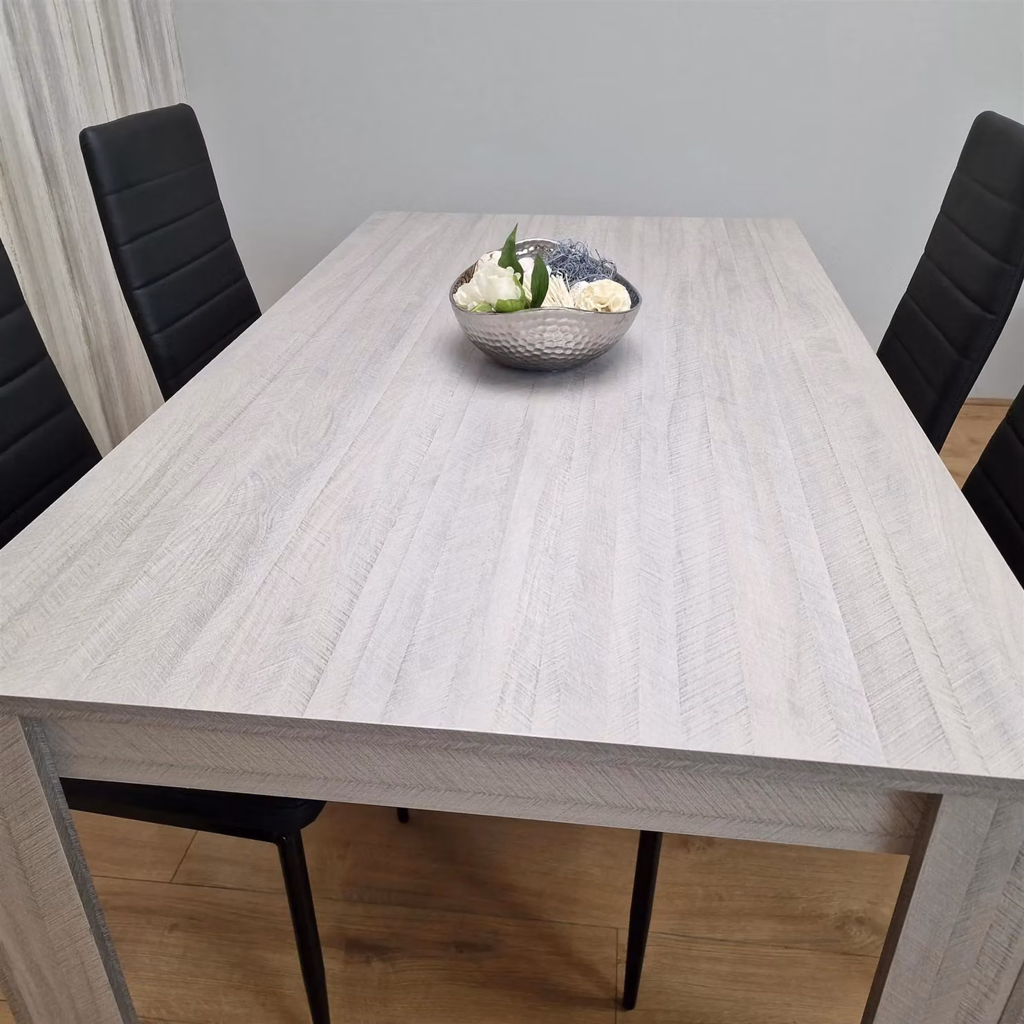 Kosy Koala Modern Rectangular Dining Table Set with 4 Black Chairs in Brown – 2