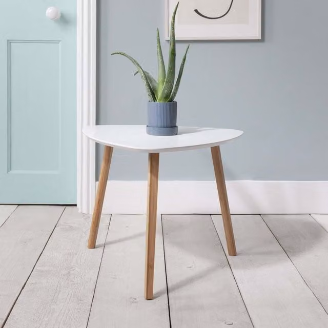 Noa and Nani Malme Large Round Side Table in White Pine Wood