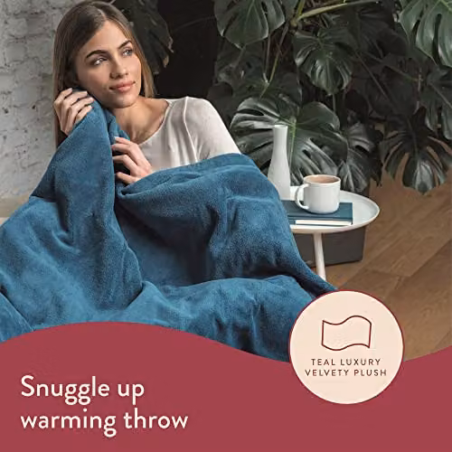 Dreamland Snuggle Up Electric Throw in Teal Blue, Luxury Velvet Plush, W/D/H: 160 x 120 cm – 2