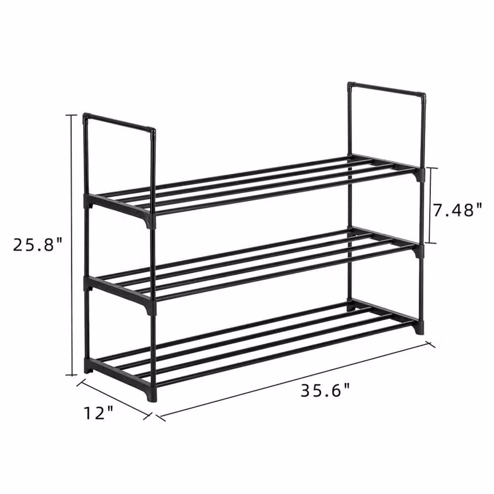 Kelvenix 3 Tier Heavy Duty Metal Shoe Rack in Black – 2