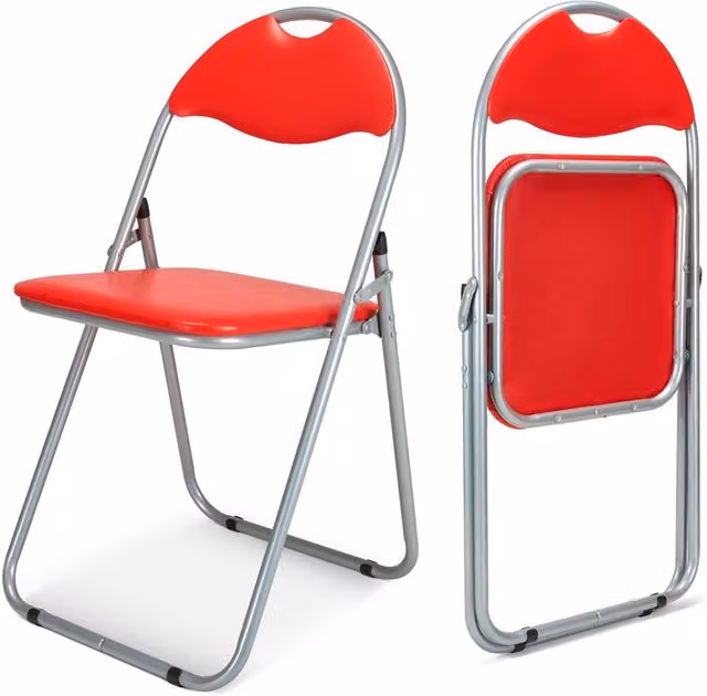 Bravich LTD Candy Red Faux Leather Padded Folding Dining Chairs, Pack of 2 – 1