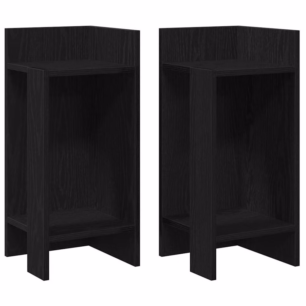 Berkfield Home Set of 2 Black Side Tables with Shelf, W: 25.5 cm, D: 27 cm, H: 60 cm – 2